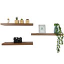 Ver imagem 1 de Kit 3 Prateleiras Grossas Flutuante 60x15cm Mdf Amadeirado Rustico com Suporte Invisível Flutuante