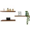 Kit 3 Prateleiras Grossas Flutuante 60x15cm Mdf Amadeirado Rustico com Suporte Invisível Flutuante - 1