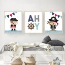 Ver imagem 3 de Kit 3 Quadros Decorativos Infantil | Fundo do Mar - Mini Capitão NO2 - 30x40 - Moldura Madeira