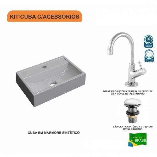 Kit Cuba Q45 com Torneira 1198 Metal e Válvula Click 1 Pol. 1/2 Compace - 3