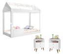 Ver imagem 1 de Quarto Infantil Completo com Mesa de Cabeceira e Cama Montessoriana Crystal Branco - Rede Móveis