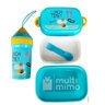 Kit Marmita Pote Infantil com Talher Copo Lancheira Escolar Azul - 2
