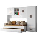 Ver imagem 1 de Dormitório Ônix Guarda Roupa, Aéreo 4 Portas e Bicama Flex Branco com Colchões Supreme D20 -