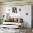 Ver imagem 2 de Dormitório Ônix Guarda Roupa, Aéreo 4 Portas e Bicama Flex Branco com Colchões Supreme D20 -