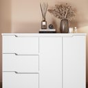 Ver imagem 4 de Cômoda Grande 119x130 cm 4 Gavetas 2 Portas Riviera Branco 100% MDF Casamia