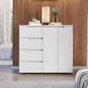 Ver imagem 1 de Cômoda Grande 119x130 cm 4 Gavetas 2 Portas Riviera Branco 100% MDF Casamia
