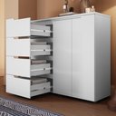 Ver imagem 2 de Cômoda Grande 119x130 cm 4 Gavetas 2 Portas Riviera Branco 100% MDF Casamia