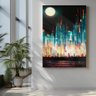 Quadro Decorativo Abstrato - Skyline Noturno - 30x45cm - 3