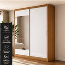 Ver imagem 3 de Guarda-Roupa 100% MDF 2 Portas de Correr 2 Gavetas com Espelho 131x213x55cm Cinamomo/Branco
