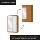 Ver imagem 4 de Guarda-Roupa 100% MDF 2 Portas de Correr 2 Gavetas com Espelho 131x213x55cm Cinamomo/Branco