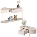 Ver imagem 6 de Conjunto Aparador Decorativo Amanda 1 Gaveta e Mesa de Centro Bento 1 Gaveta Pés Metálicos Dourados