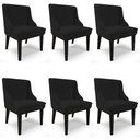 Ver imagem 1 de Kit 6 Cadeiras Estofadas para Sala de Jantar Base Fixa de Madeira Preto Lia Linho Preto - Ibiza