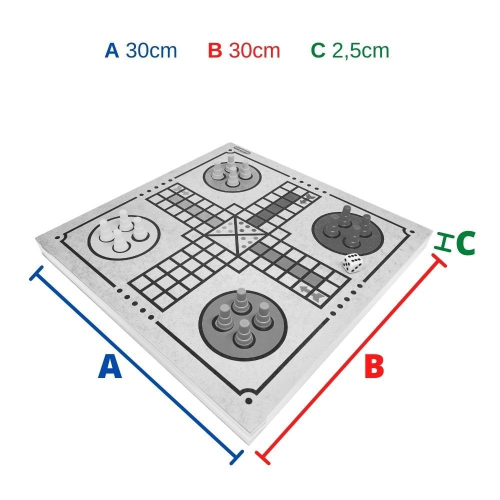 TABULEIRO DE JOGO PARA DAMA E LUDO, LATERAIS COM GAVETA