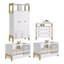 Ver imagem 1 de Jogo Quarto de Bebê para Gêmeos com 2 Berços Cômoda Roupeiro Qmovi