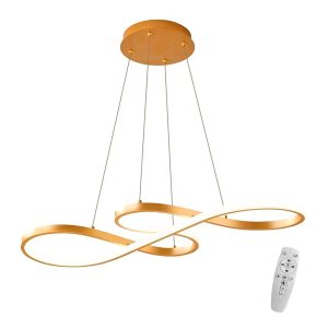 Lustre Led Pendente Infinito Moderno Luxo Bivolt 45w Dourado Brinovar
