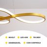 Lustre Led Pendente Infinito Moderno Luxo Bivolt 45w Dourado Brinovar - 5