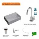 Ver imagem 3 de Kit Cuba Q45 com Torneira Luxo 1195 Metal Válvula 1 Pol. Sifão Pvc e Flexível Compace