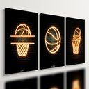 Ver imagem 1 de Kit 3 Quadro Decorativo Bola Basquete Moderno Quarto Sala Qualidade Premium 28x20cm