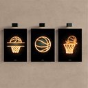 Ver imagem 2 de Kit 3 Quadro Decorativo Bola Basquete Moderno Quarto Sala Qualidade Premium 28x20cm