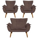 Ver imagem 1 de Kit 01 Namoradeira e 02 Poltronas Opala Suede Pés Palito