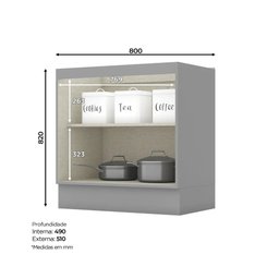 Balcão Modulado 80cm 2 Portas Emily Henn (sem Tampo) - 2