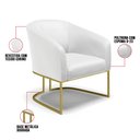 Ver imagem 6 de Kit 02 Poltronas Stella Corino Branco Base Industrial Dourada - D’Rossi