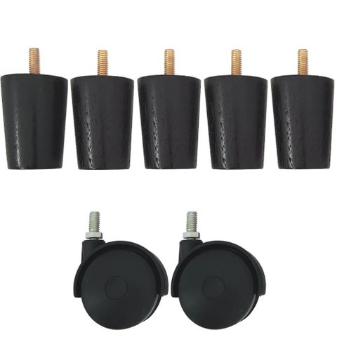 5 Pe para Cama e 2 Rodizio para Moveis Cama Box de Casal 6cm