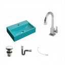 Ver imagem 2 de Kit Cuba Q45 com Torneira Luxo 1195 Metal e Válvula Click 1 Pol. Sifão Cromado e Flexível Compace