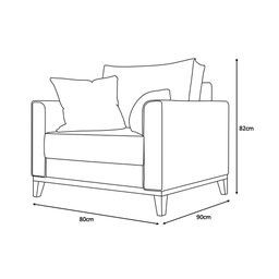 Kit 2 Poltronas Beny Decorativa com 2 Almofadas Linho Cinza Base em Madeira Maciça - 6