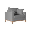Ver imagem 2 de Kit 2 Poltronas Beny Decorativa com 2 Almofadas Linho Cinza Base em Madeira Maciça