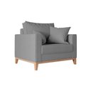 Ver imagem 3 de Kit 2 Poltronas Beny Decorativa com 2 Almofadas Linho Cinza Base em Madeira Maciça