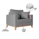 Ver imagem 5 de Kit 2 Poltronas Beny Decorativa com 2 Almofadas Linho Cinza Base em Madeira Maciça