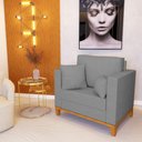 Ver imagem 2 de Kit 2 Poltronas Beny Decorativa com 2 Almofadas Linho Cinza Base em Madeira Maciça