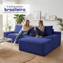 Ver imagem 6 de Sofá Evo 2,70m Molas Ensacadas com Chaise Lounge Direita Velourê Azul Cama Inbox