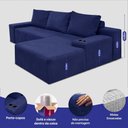 Ver imagem 3 de Sofá Evo 2,70m Molas Ensacadas com Chaise Lounge Direita Velourê Azul Cama Inbox