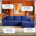 Ver imagem 4 de Sofá Evo 2,70m Molas Ensacadas com Chaise Lounge Direita Velourê Azul Cama Inbox