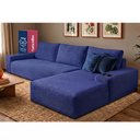 Ver imagem 1 de Sofá Evo 2,70m Molas Ensacadas com Chaise Lounge Direita Velourê Azul Cama Inbox