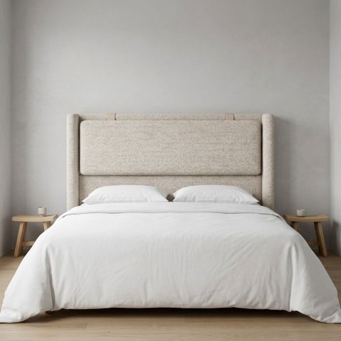 Cabeceira de Casal Pier Estofada Boucle para Cama Box 188cm Moderna