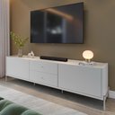 Ver imagem 1 de Rack para Tv até 75" 2 Gavetas 2 Portas Jasper 185 Cm - Off White Fosco C/ Champanhe