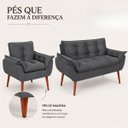 Ver imagem 7 de Kit Namoradeira + 02 Poltronas Opala Pés Palito Suede Cinza Escuro