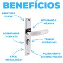 Ver imagem 4 de Fechadura para Porta Externa Aço Inox Polido Cromado + Dobradiças Aço Zincado Pino Bola