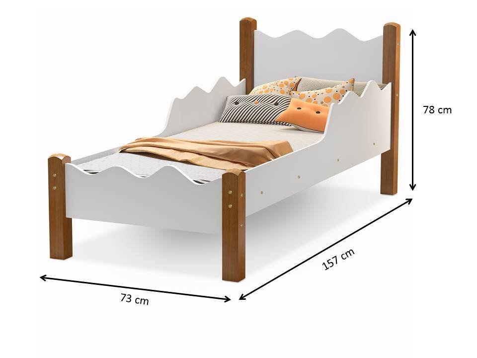 Cama Infantil Estilo Montanha Mel/branco Juvenil Estrado Reforçado - 3