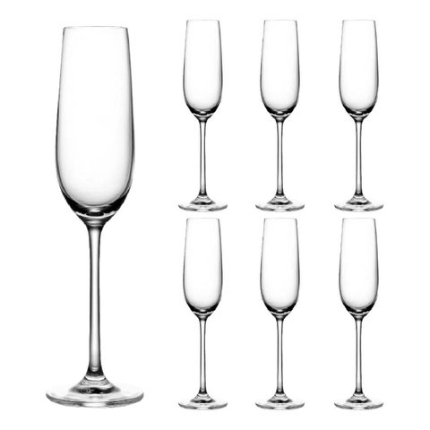 Jogo 6 Taças para Champanhe Beatriz em Cristal Ecológico 250ml - Fracalanza