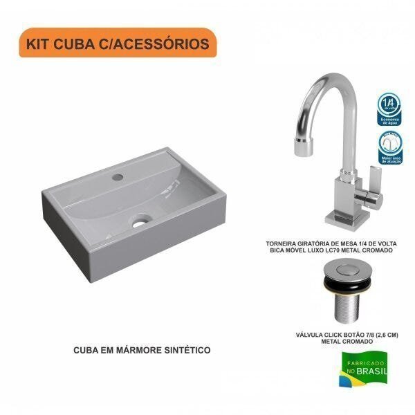 Kit Cuba Q45 com Torneira Luxo 1195 e Válvula Click 1"B Pol. Compace - 3