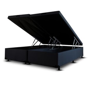 Cama King com Baú Suede Preto