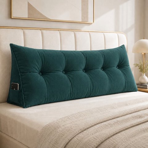 Almofada Encosto Triangular Cama Leitura Cabeceira Suede