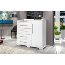 Ver imagem 1 de Cômoda Det 1 Porta + 5 Gavetas Sendo 1 com Chave e Porta com Prateleira Interna Cor Branco Ja