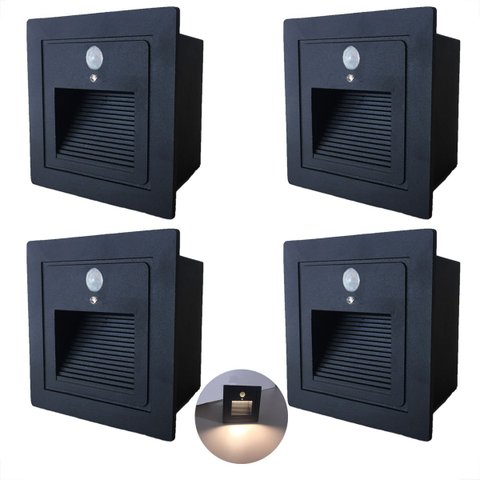 4 Balizador com Sensor de Presença Embutido Parede Led Lup72