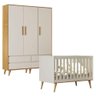 Berço Americano Ludmila e Guarda Roupa Infantil Lorena 3 Portas Off White Bétula - Carolina Baby - 1