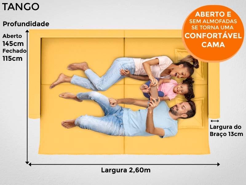 Sofá Tango 2,60M Sem Caixa, Retrátil e Reclinável Velosuede Canario - Netsofás - 9